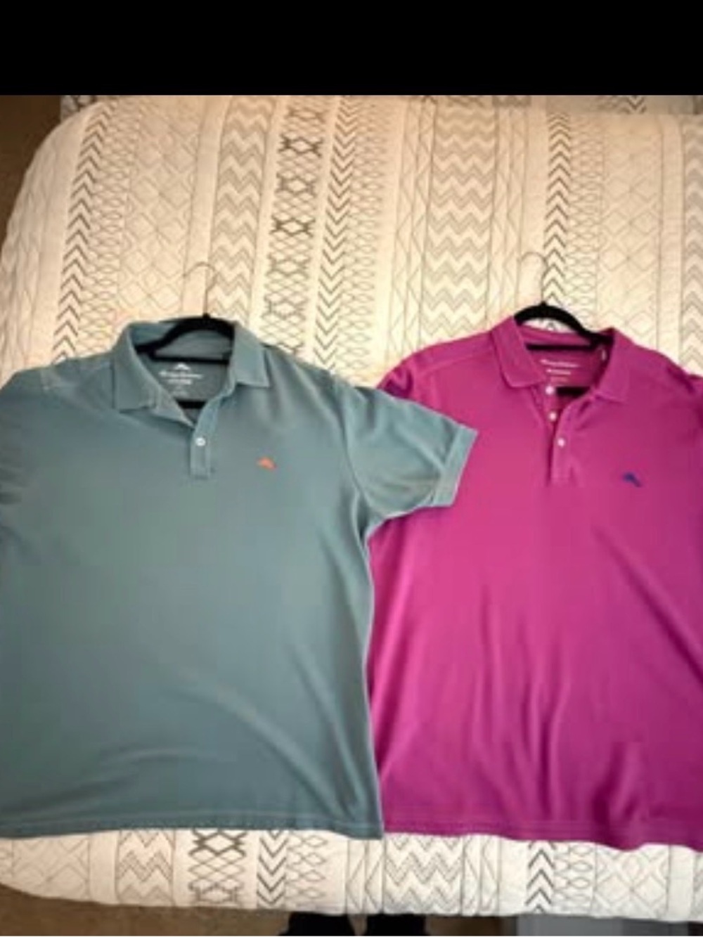 Tommy Bahama Men's Polo Shirts- Teal and Magenta